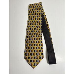 VTG Gianni Versace 100% Silk Gold/Silver/Black Neck Tie Italy 55" x. 3.5"